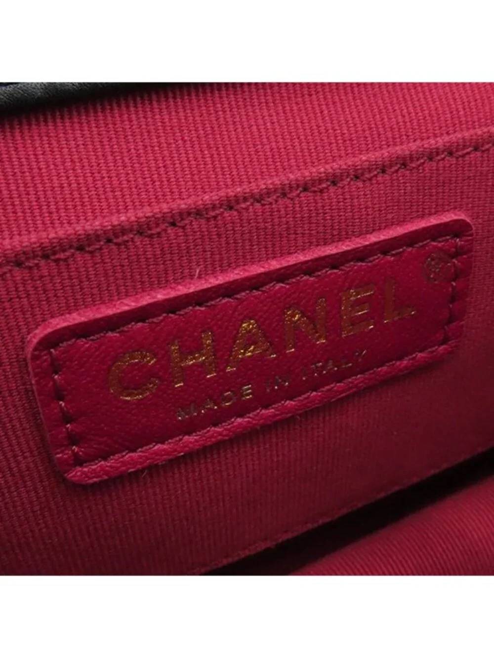 Chanel Shoulder Bag CC Logo Mini Chain Calfskin Black Gold
